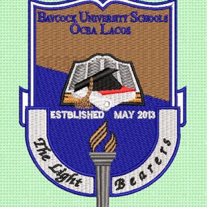 Best Bavcock University Embroidery logo.