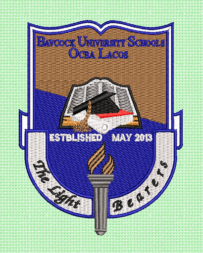 Best Bavcock University Embroidery logo.