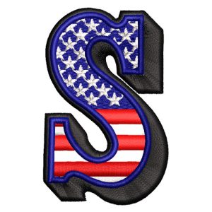 Best S Patriotic Alphabet Embroidery logo.