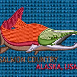 Best Salmon Fish Country Embroidery logo.