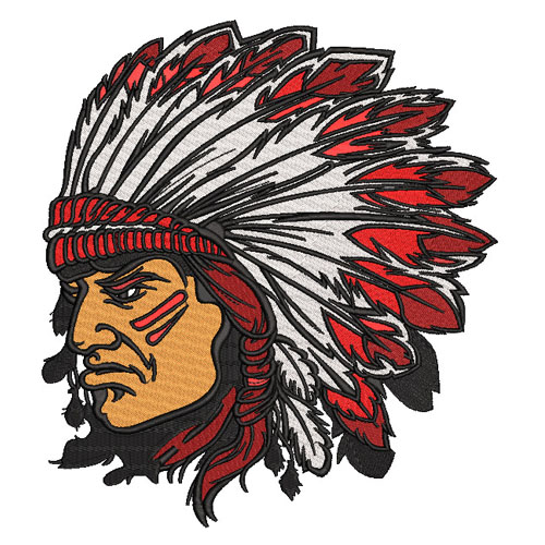 Best Indian Chief Mascot Embroidery logo.