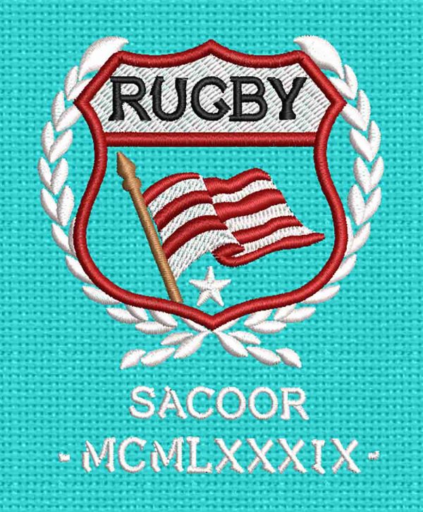 Best Rugby Flag Embroidery logo.