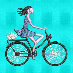 Best Girl Riding Bicycle Embroidery logo.