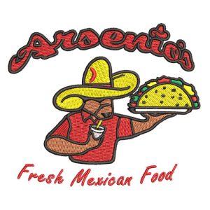 Best Arsentos Mexican Food Embroidery logo.