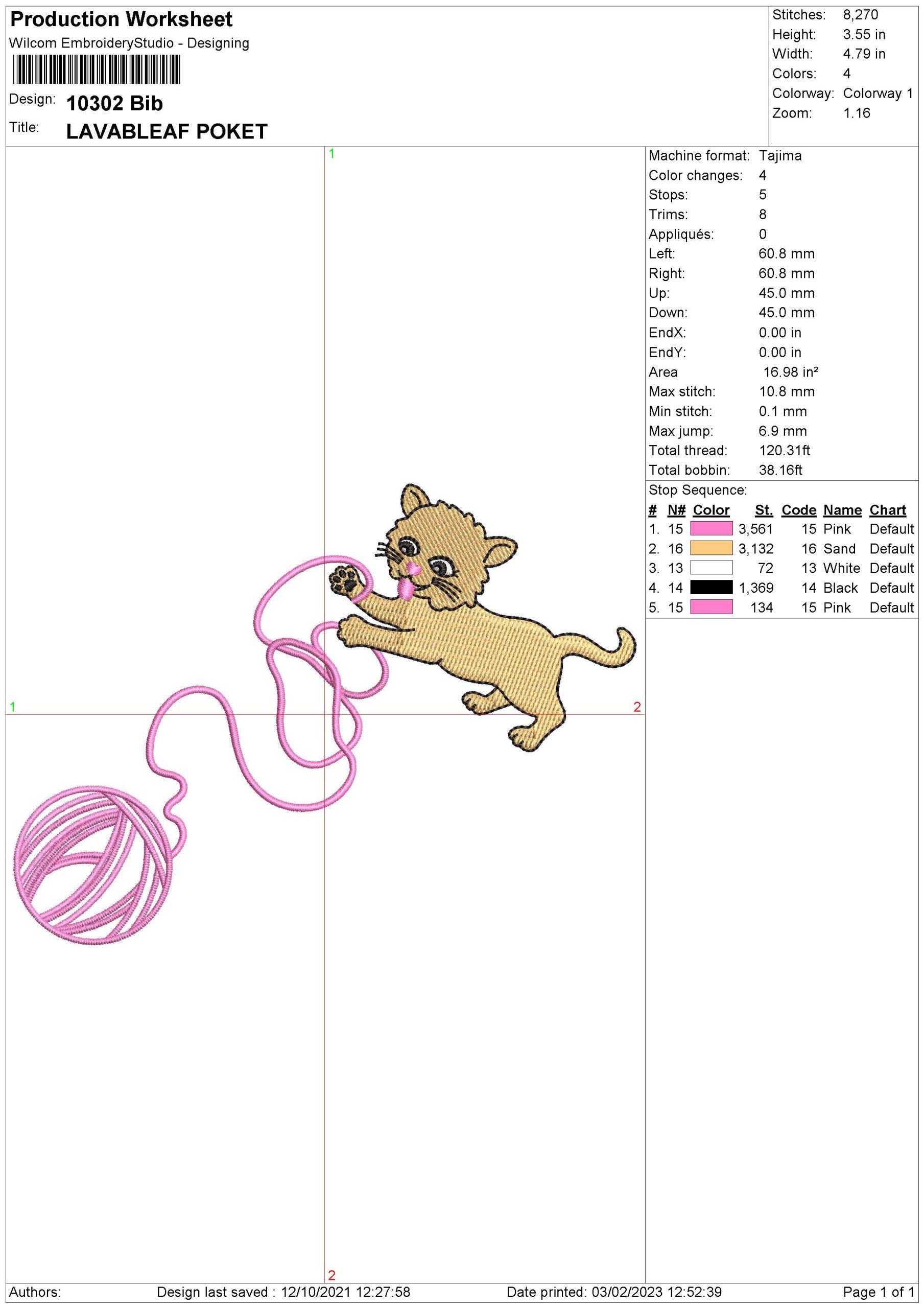 Abstract Cat Embroidery logo.