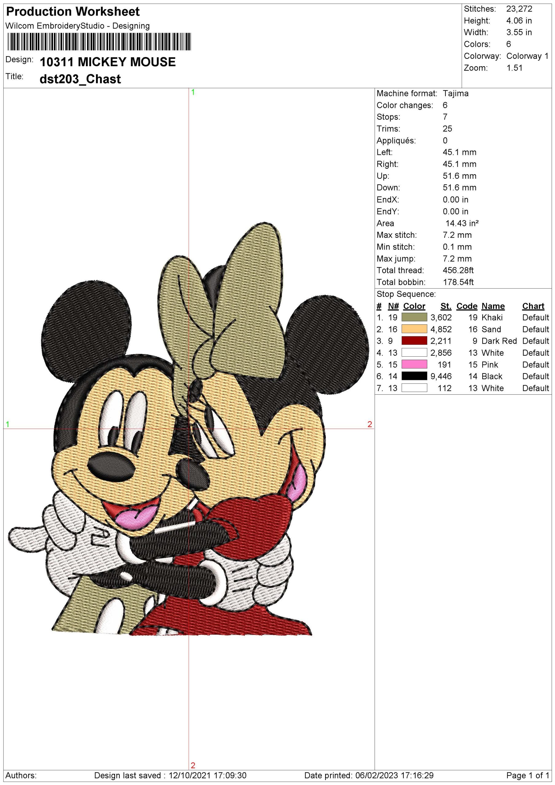 Mickey And Minnie Mouse Embroidery logo.
