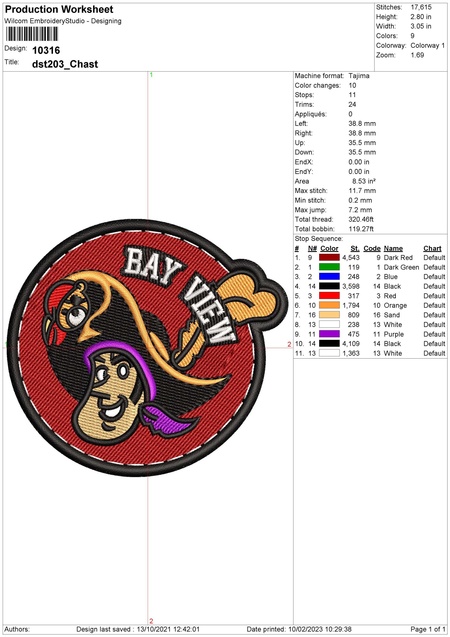 Bay View Embroidery logo.