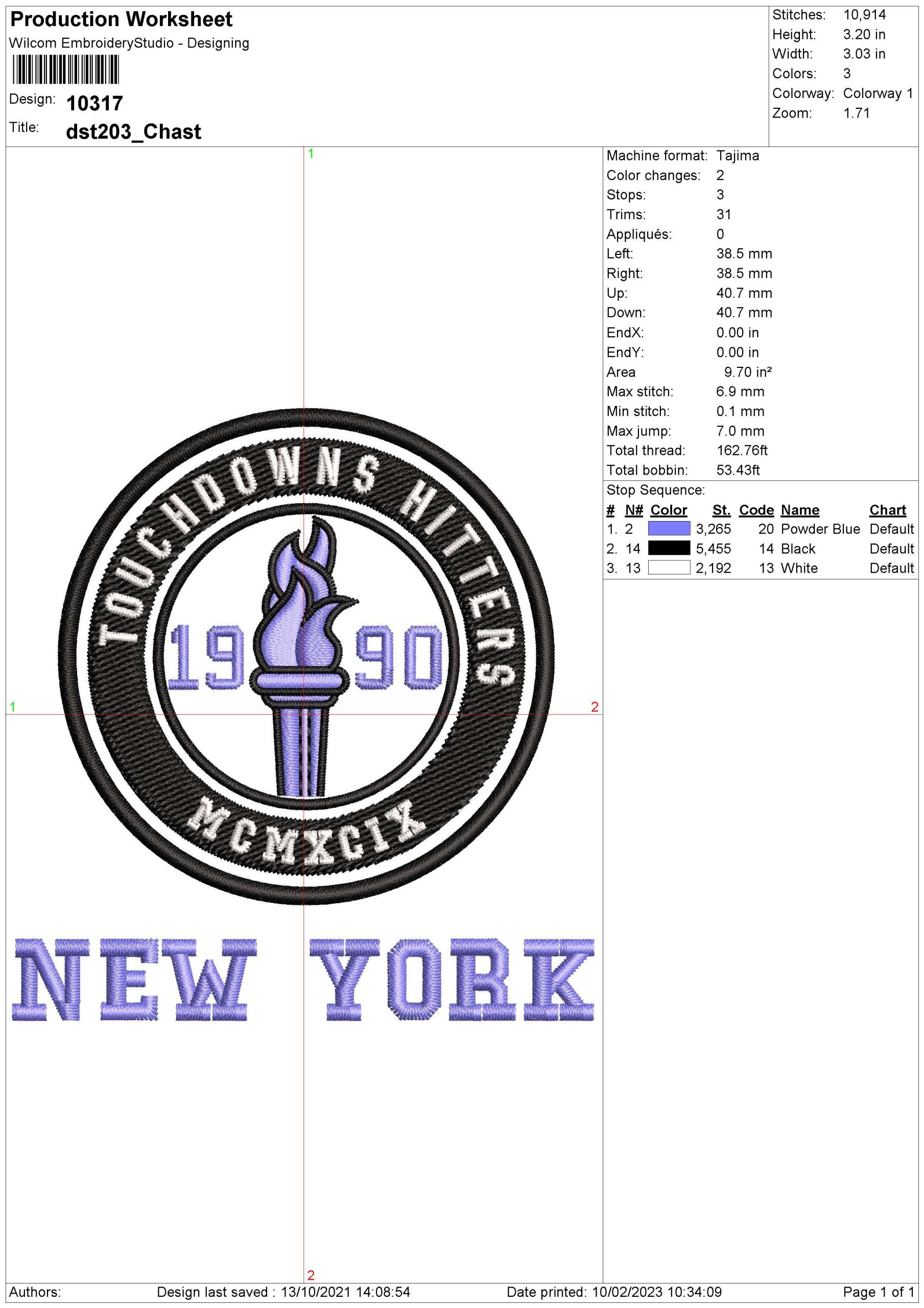 Touch Downs Hitters Embroidery logo.