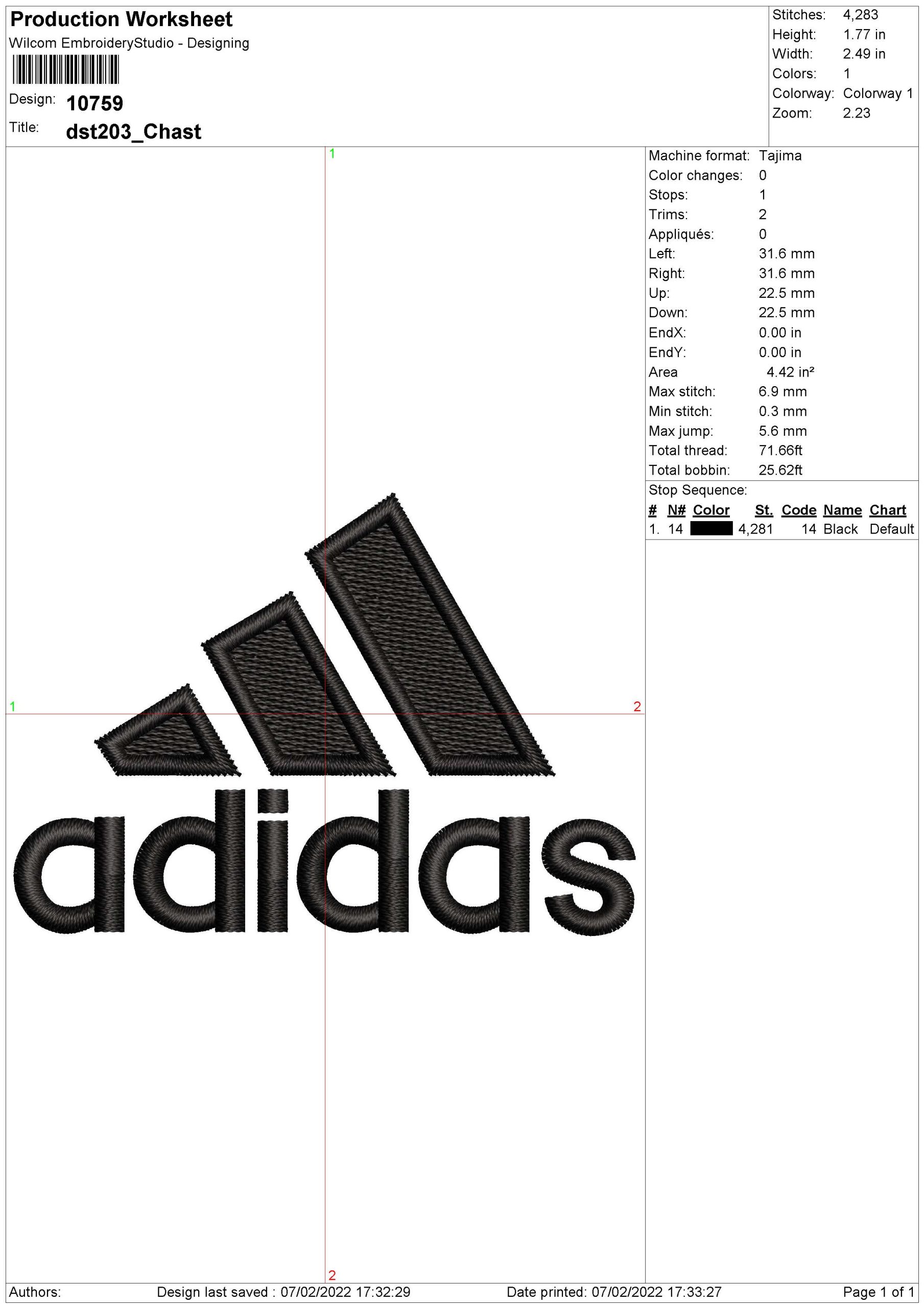 Adidas Embroidery logo