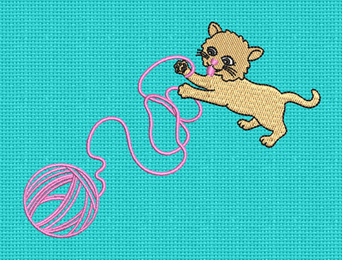 Abstract Cat Embroidery logo.