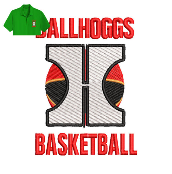 Ballhoggs Basketball Embroidery logo for Polo Shirt.
