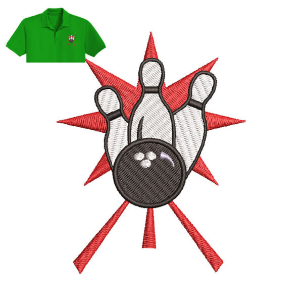 Bowling Clipart pins Embroidery logo for Polo Shirt .