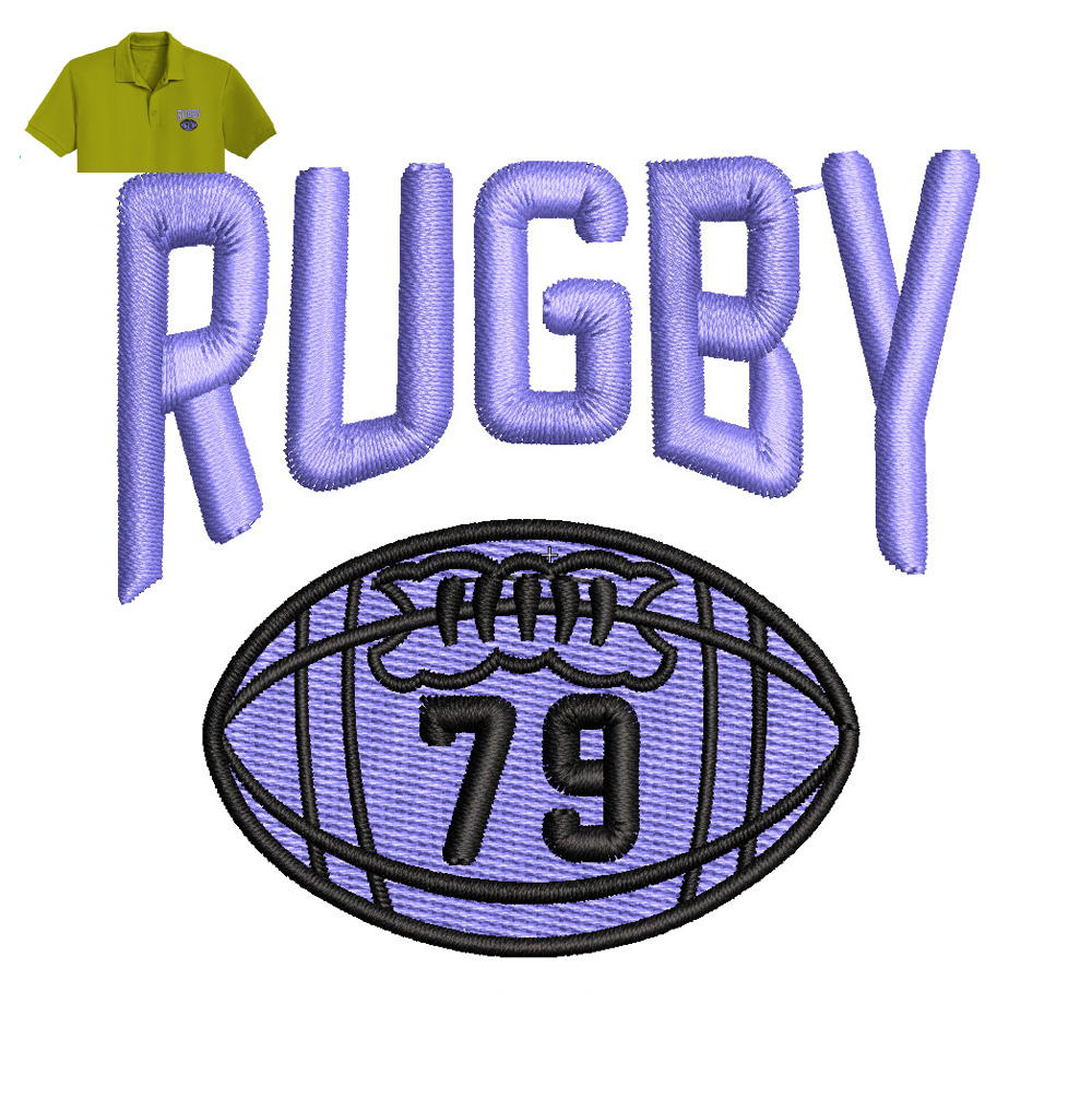 Best Rugby Ball Embroidery logo for Polo Shirt.